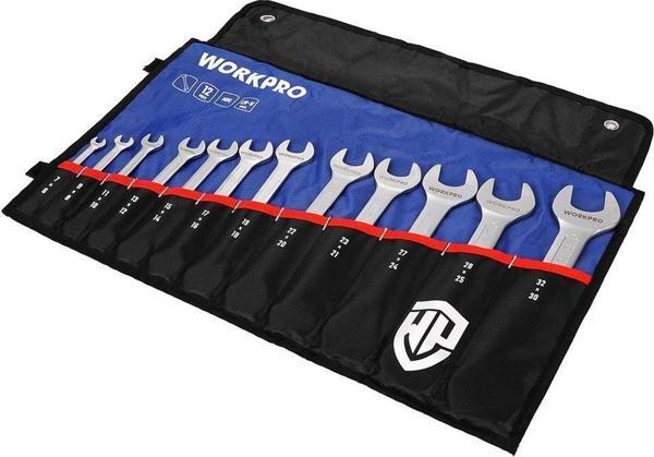 WORKPRO WP202507 6-32mm 12 Parça CR-V Profesyonel Açık Ağız Anahtar Takımı + Bez Taşıma Kılıfı - Image 1