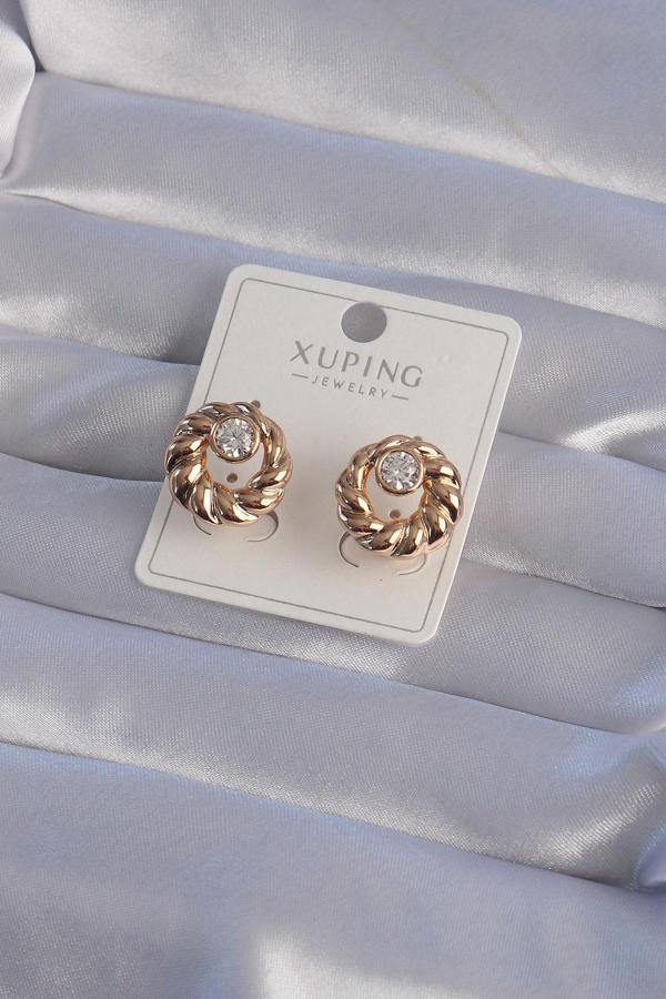 XUPİNG Rose Renk Oval Zirkon Taşlı Burgu Model Küpe - TJ-BKP9361 - Image 1