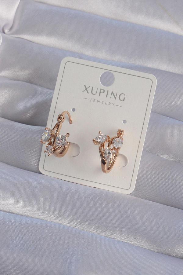 XUPİNG Rose Renk Zirkon Taşlı Halka Küpe - TJ-BKP9358 - Image 1