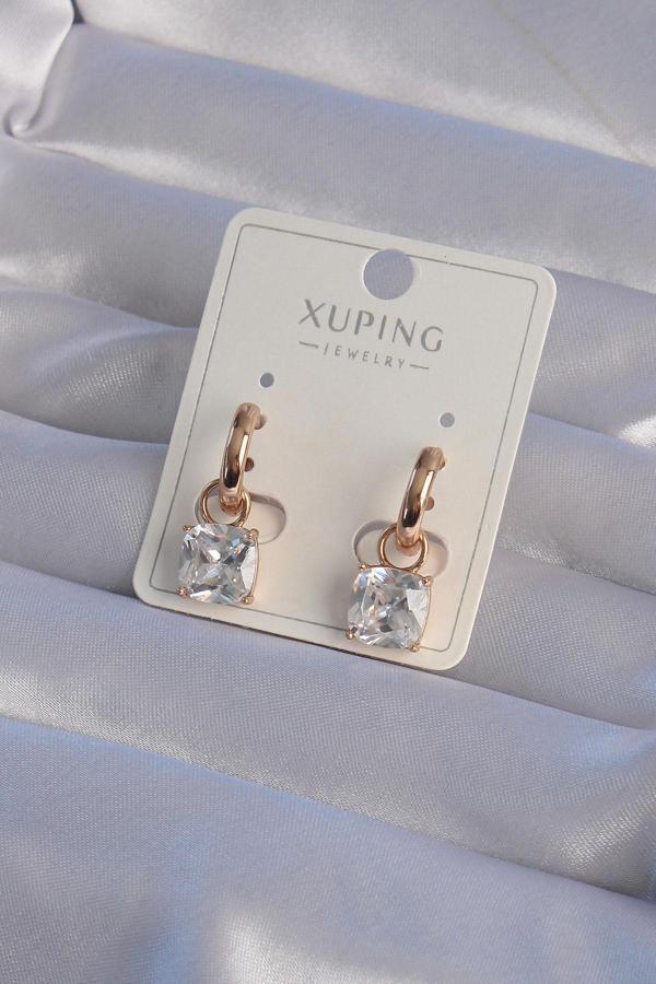 XUPİNG Rose Renk Zirkon Taşlı Halka Küpe - TJ-BKP9364 - Image 1
