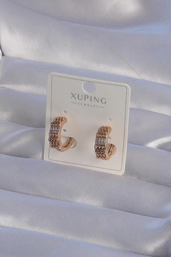 XUPİNG Rose Renk Zirkon Taşlı İşlemeli Halka Küpe - TJ-BKP9362 - Image 1