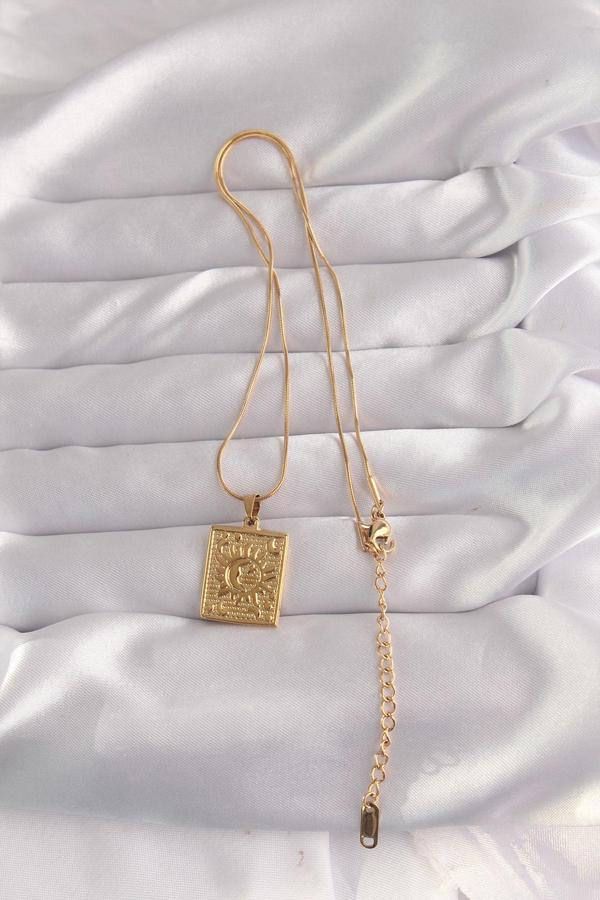 316L Çelik Gold Renk İşlemeli Vintage Kolye - TJ-BKO9055 - Image 1