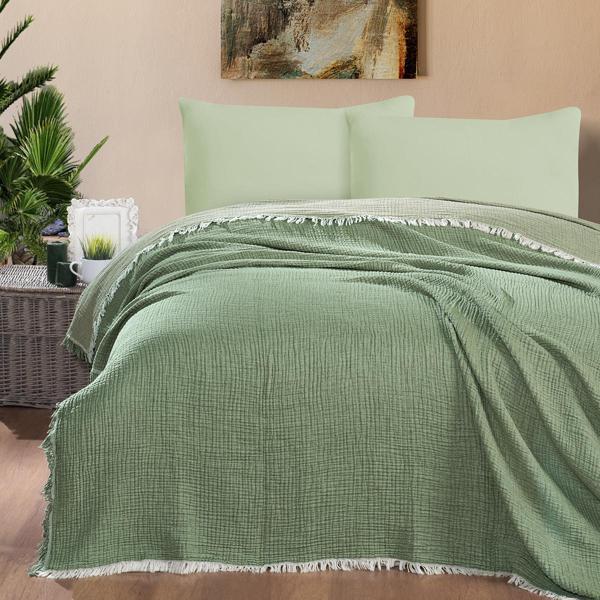 Maxstyle Müslin Çift Kişilik Yatak Örtüsü Haki 220x240 cm - Image 1