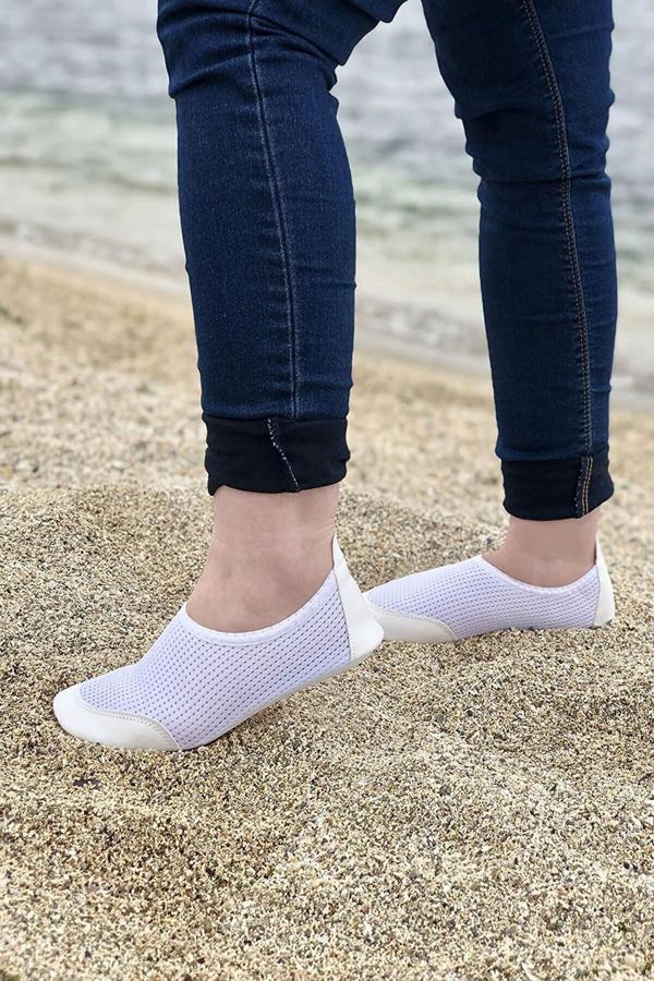 Unisex Beyaz Kalın Tabanlı Rahat Ortopedik Plaj Havuz Bahçe Deniz Ayakkabısı BEACH-0735 - Image 1