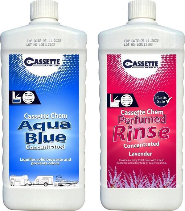 CASSETTE CHEMICALS Karavan Tekne Tuvalet Kimyasalı Atık Parçalayıcı ve Koku Giderici 2' Li Set - Image 1