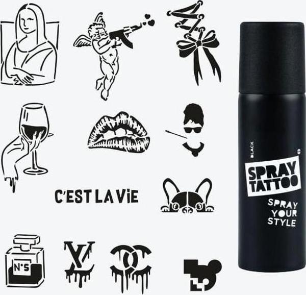 Paris City Pack Dövme Şablon Seti ve Siyah Sprey - Image 1