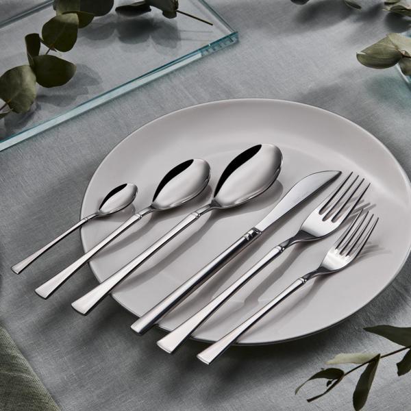 Karaca Elegance Rayer Platin 12 Kişilik 72 Parça Çatal Kaşık Bıçak Takımı - Image 1