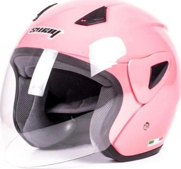 Sway Xbyc 700 Yarı Camlı Elektrikli Bisiklet Motosiklet Ve Scooter Kaskı S Beden Pembe - Image 1