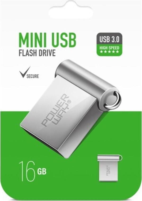 Powerway 16 Gb Usb 3.0 Metal Mini Usb Flash Bellek - Image 1