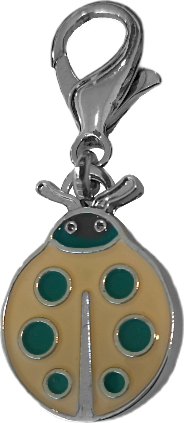 Eastland Kedi Köpek Tasma Süsü Uğur Böceği 1.5*2.5 cm Krem-Yeşil - Image 1
