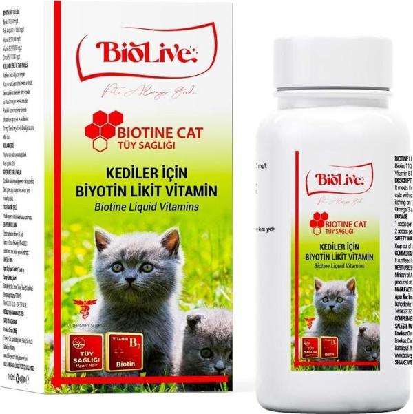 Biolive Kediler İçin Biotine Tüy Sağlığı Likit Vitamin 100ml - Image 1