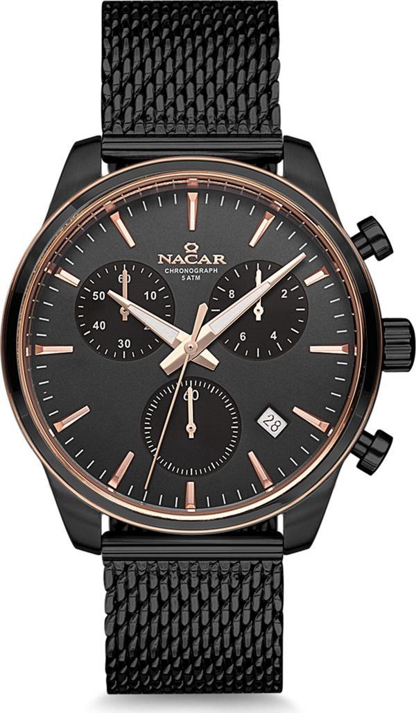Nacar NC34-290316-BBCM Siyah Hasır Band Erkek Kol Saati - Image 1