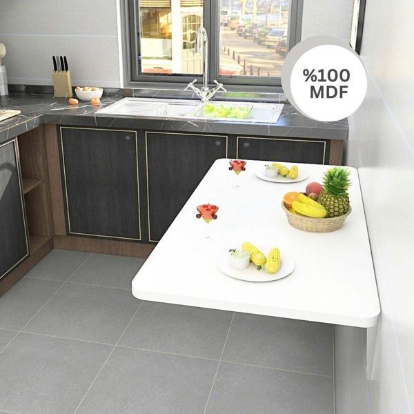 Kydonia Home 45X72 Cm Çizilmez Oval Köşeli Mdf Lam Kırma Katlanır Duvara Monte Masa - Image 1