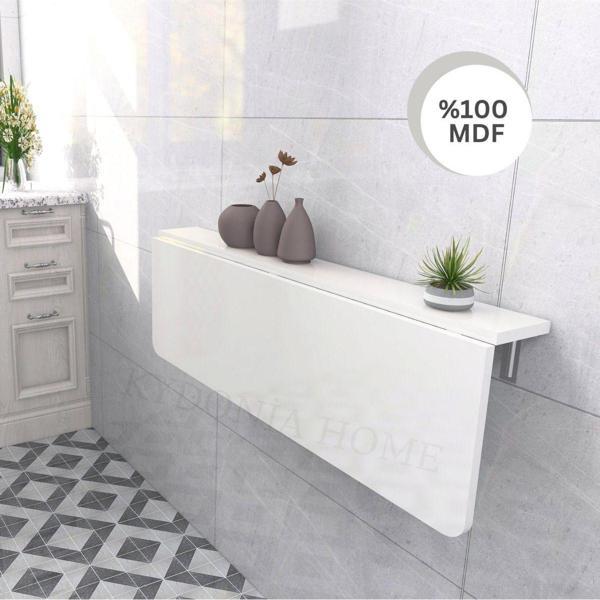 Kydonia Home 60X110 Cm 4 Kişilik Raflı Duvara Monte Kırma Katlanır Masa - Image 1