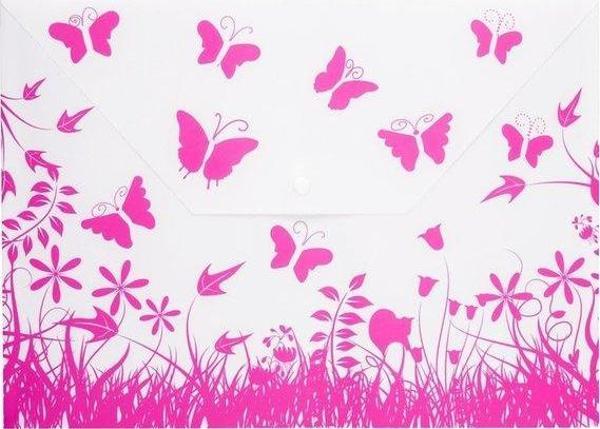 Bigpoint Çıtçıtlı Dosya Kelebek Desenli A4 Pembe - Image 1