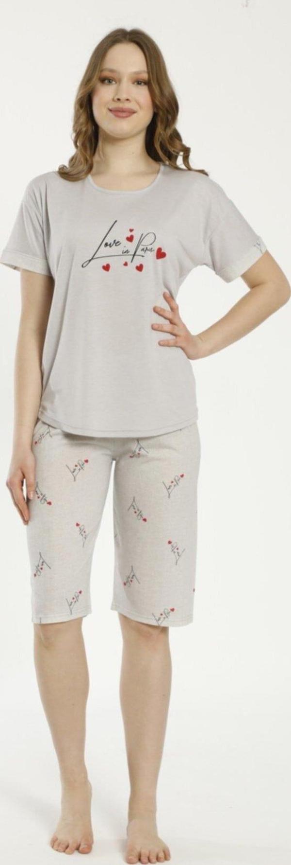 Estiva 22069 Kadın Viskon Kısa Kollu Kaprili Pijama Takımı - Image 1