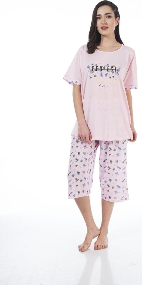 Estiva 22071 Kadın Viskon Kısa Kollu Kaprili Pijama Takım - Image 1