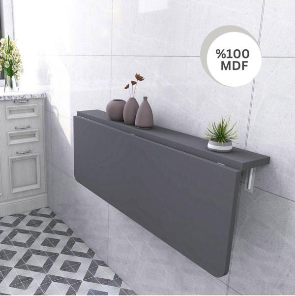 Kydonia Home 60X90 Cm Oval Köşeli Sabit Raflı Duvara Monte Kırma Katlanır Yemek Masası - Image 1