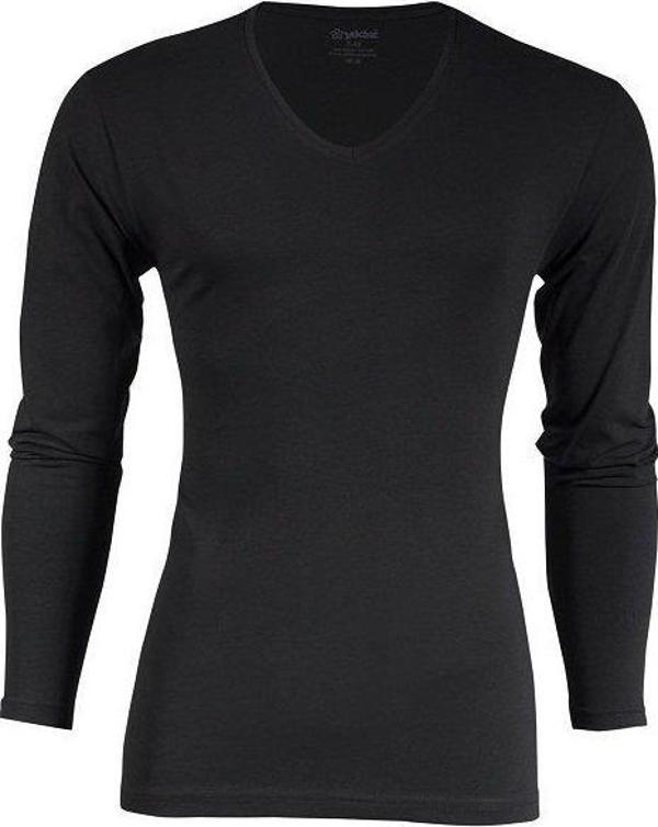 Yıldız 351 Siyah Likralı V Yaka Uzun Kollu Erkek Body T-Shirt - Image 1
