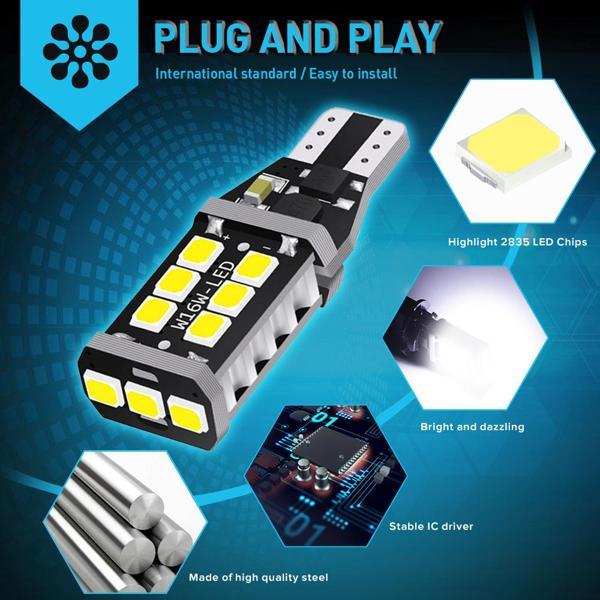 Space Led Ampul T15-15 SMD Canbuslı Beyaz 2'li Set 12V / LAAM631 - Image 1