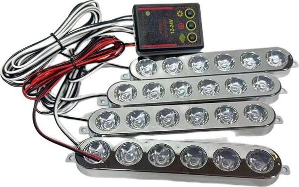 Space Çakar lamba 6x4 led kırmızı mavi 12-24v / LAPA536-3 - Image 1