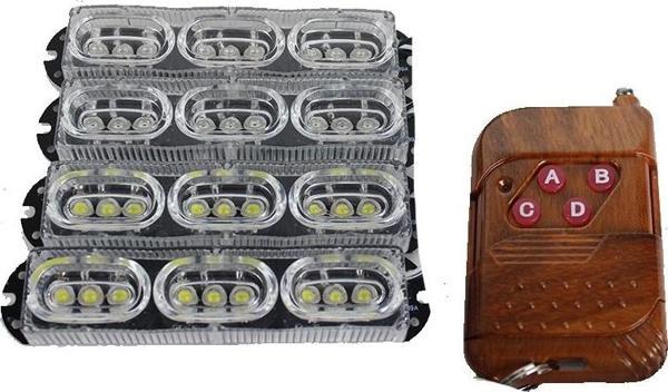 Space Çakar Lamba Uzaktan Kumandalı 4'lü 9x4 Led Beyaz-Beyaz/Kırmızı-Mavi / LAPA519 - Image 1