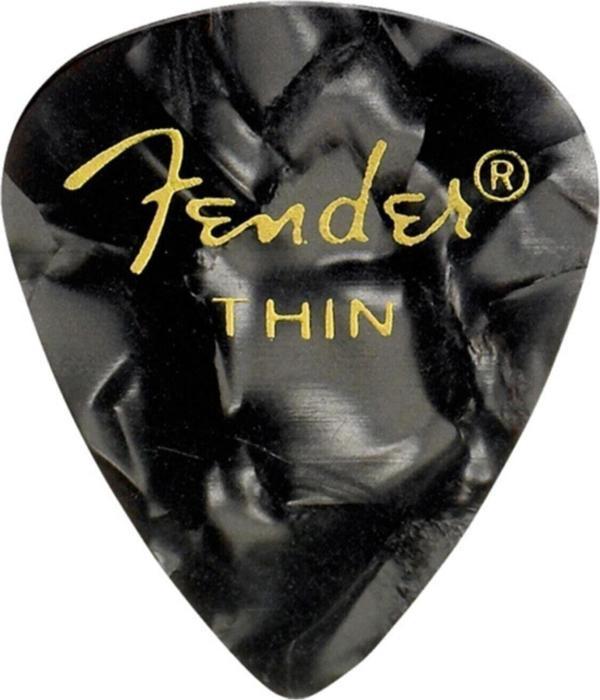 FENDER 351 Premium Celluloid Picks Black Moto - Thin - 1 Adet Pena - Image 1