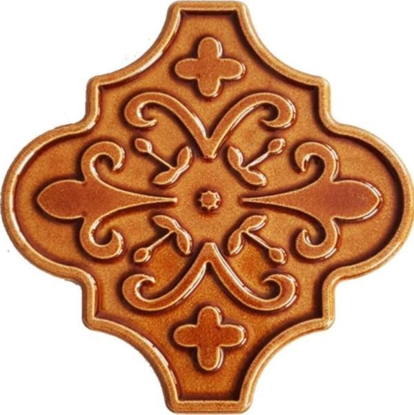 Armada Çini 12X12 Ottoman Çiçekli Arabesk Karamel Çin - Image 1