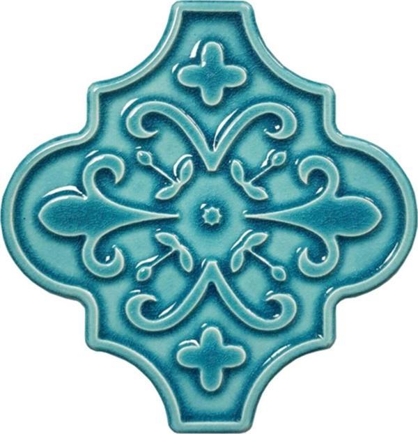Armada Çini 12X12 Ottoman Çiçekli Arabesk Turkuaz Çini  - Image 1