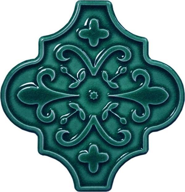 Armada Çini 12X12 Ottoman Çiçekli Arabesk Yeşil Çini - Image 1