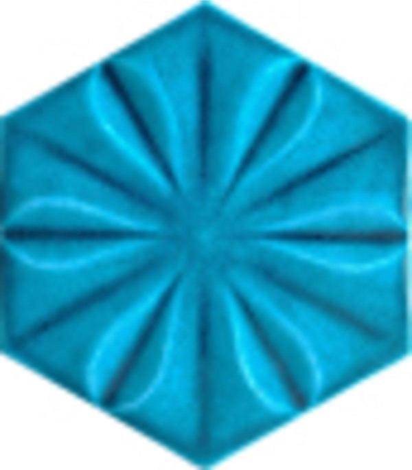 Armada Çini 15X17 Cm Çiçekli Turkuaz Altıgen Seramik  - Image 1