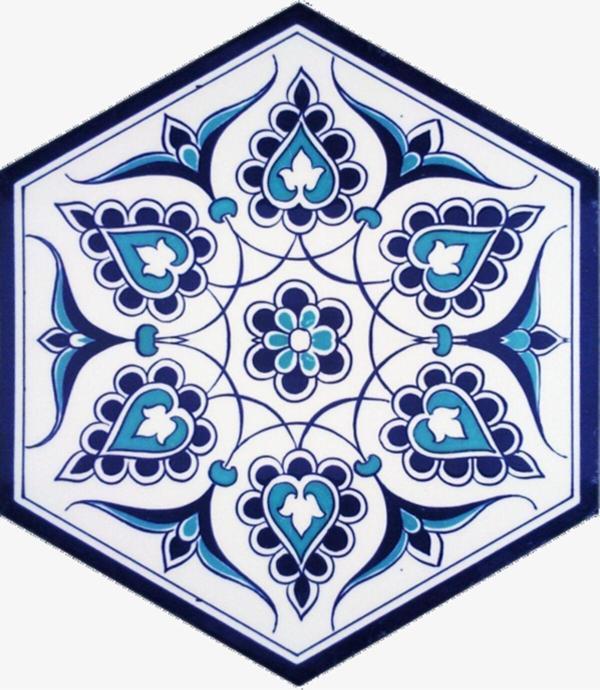 Armada Çini 21X23 Cm Al 4 Iznik Desenli Seramik Altıgen Çini Karo - Image 1