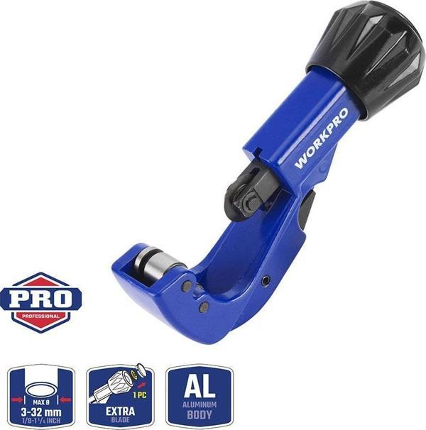 WORKPRO WP301005 3-32mm Profesyonel Bakır Boru Kesme Makası + 1 Adet Yedek Bıçak - Image 1