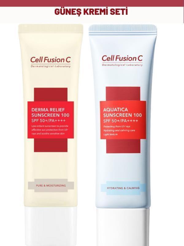 Cell Fusion C Derma Relief 100 Spf 50 /pa Çocuklar Ve Yetişkinler Için Güneş Kremi ve Aquatica Nemlendirici Güneş Kremi - Image 1