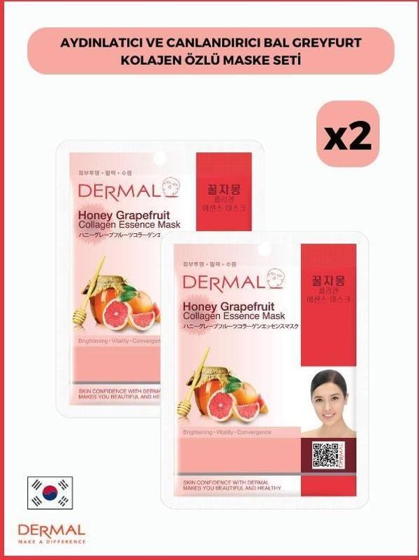 Dermal Aydınlatıcı Ve Canlandırıcı Bal Greyfurt Kolajen Özlü Maske Seti 2 Adet - Image 1