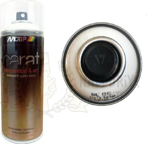 Motip Carat Akrilik Sprey Boya KIRIK BEYAZ PARLAK 400 ml - RAL1013 - Image 1