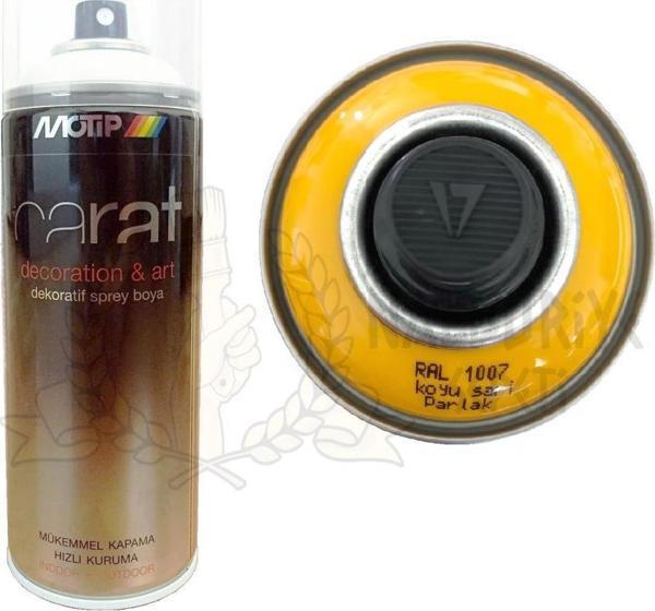 Motip Carat Akrilik Sprey Boya KOYU SARI PARLAK 400 ml - RAL1007 - Image 1