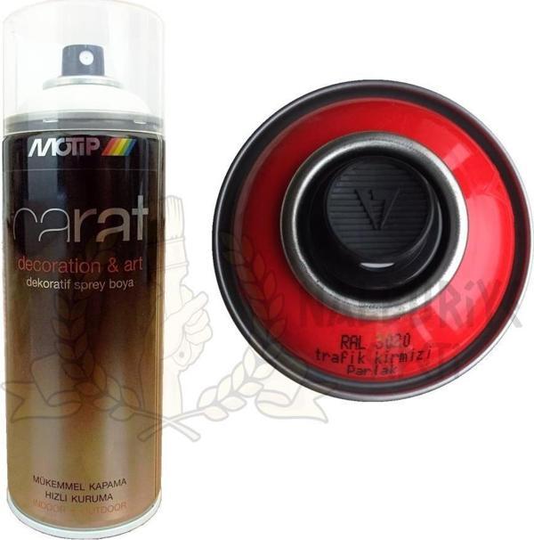 Motip Carat Akrilik Sprey Boya TRAFİK KIRMIZI PARLAK 400 ml - RAL3020 - Image 1