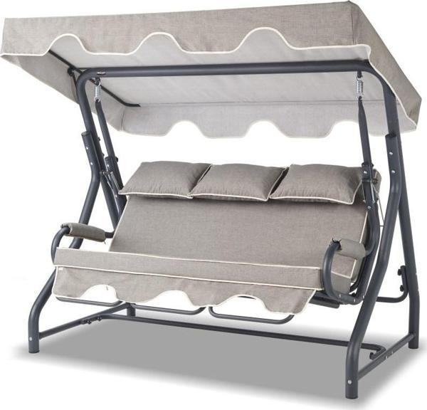 Salvia 3 Kişilik Bahçe Balkon Salıncağı - Kırçıllı Gri - Image 1