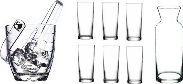 Paşabahçe rakı bardak ve 9 prç. rakı bardağı ve buz kovası seti  - Image 1