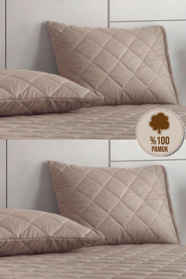 Alez Kahverengi 4 Adet %100 Pamuk Yastık Koruyucu Alez - Image 1