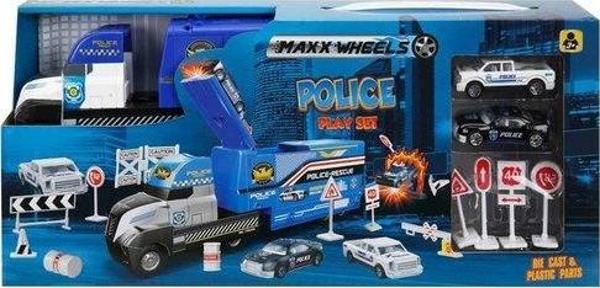 Maxx Wheels Transporter Polis Oyun Seti 2 Araçlı 10 Parça - Image 1