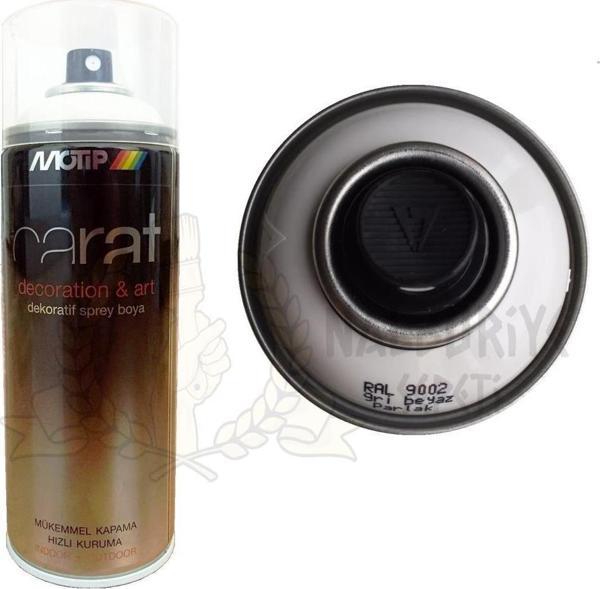 Motip Carat Akrilik Sprey Boya GRİ BEYAZ PARLAK 400 ml - RAL9002 - Image 1