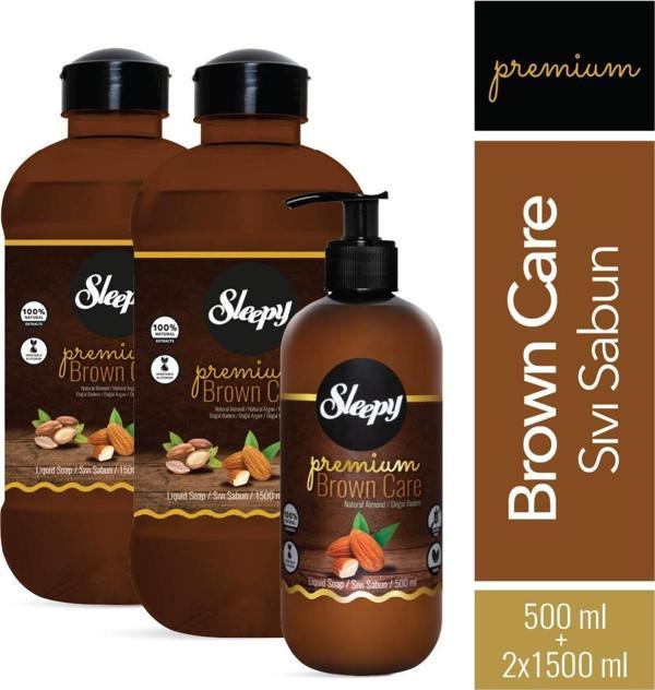 Sleepy Premium Brown Care Serisi Sıvı Sabun 500 ml + 2x1500 ml - Image 1