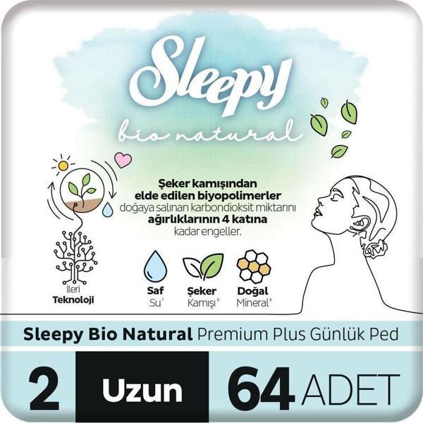 Sleepy Bio Natural Premium Plus Günlük Ped Uzun 64 Adet Ped - Image 1