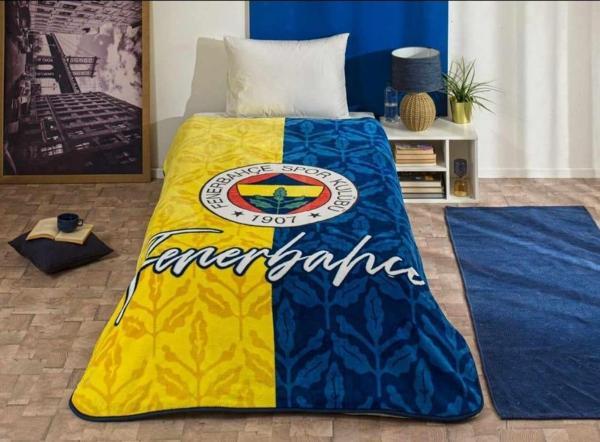 Taç Lisanslı Tek Kişilik Fenerbahçe Sarı Lacivert Battaniye 2025 yeni sezon - Image 1