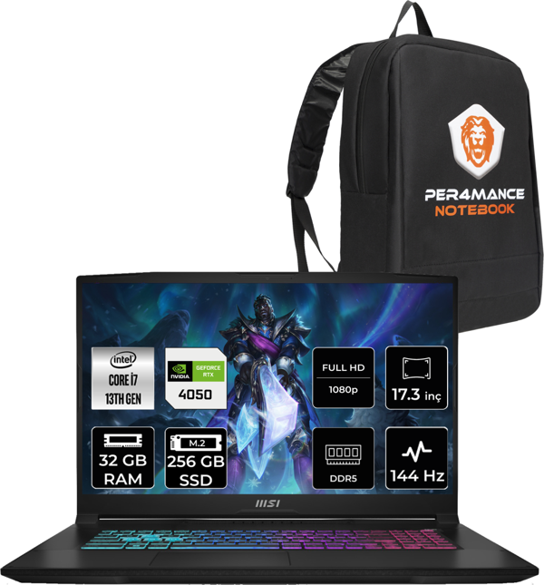 MSI Katana 17 Intel Core i7 13620H 32GB 256GB SSD 144Hz FDOS Bilgisayar B13VEK-1036XTR & PER4 ÇANTA B13VEK1036XTRP316 - Image 1