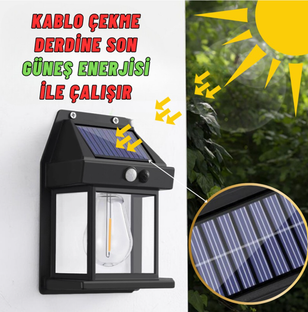 Suya Dayanıklı Hareket Sensörlü Güneş Enerjili Solar LED Dış Mekan Bahçe Lambası - Image 1