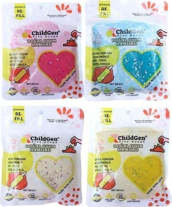 ChildGen Doğal Oyun Hamuru Ecopack Simli 125 gr 4'lü - Image 1