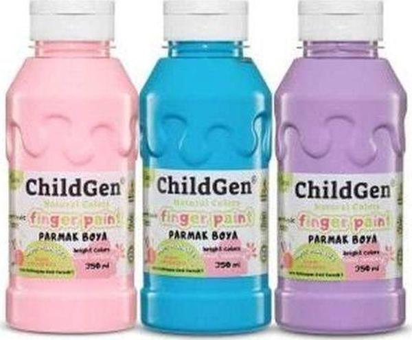 ChildGen Süper Yıkanabilir 3'lü Parmak Boya Pastel Set 350 ml (Pembe, Mavi, Mor) - Image 1